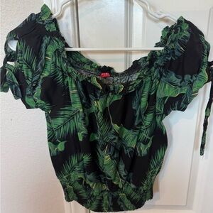 Guess Green Leaf Print Women's Blouse